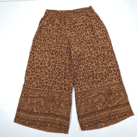 Soft Surroundings Pants Women's Size Large Brown Haya Crop Mocha Leopard - Picture 1 of 7